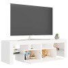Gecheer Meuble TV avec Lumières LED 140x36x40 cm Bois Dingénierie Banc TV avec Compartiments de Stockage, Support de Télévis