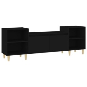 Meuble TV Noir 160x35x55 cm Bois dingénierie - Meuble TV, Armoire Basse Centre, Support Télé pour Salon Chambre,
