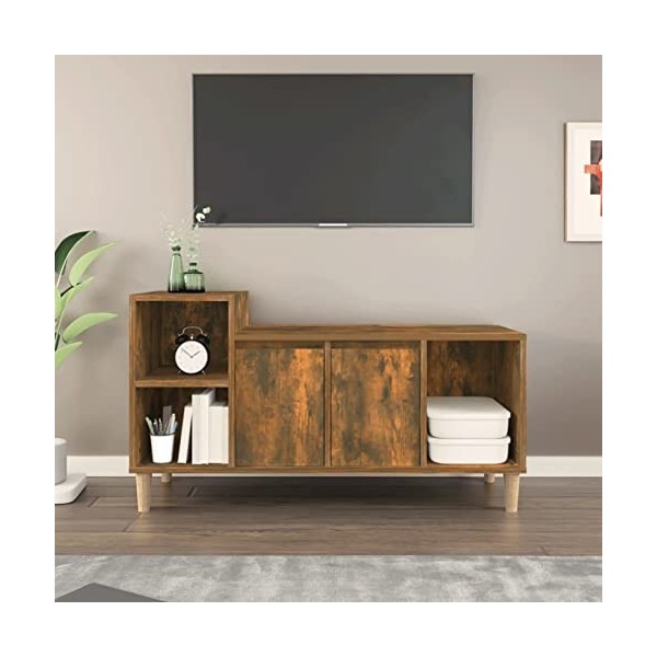 Tidyard Meuble TV de Salon Bois Support pour Meuble TV Armoire Stéréo Meuble Multimédia Sonoma Gris 100x35x55 cm Bois dingén