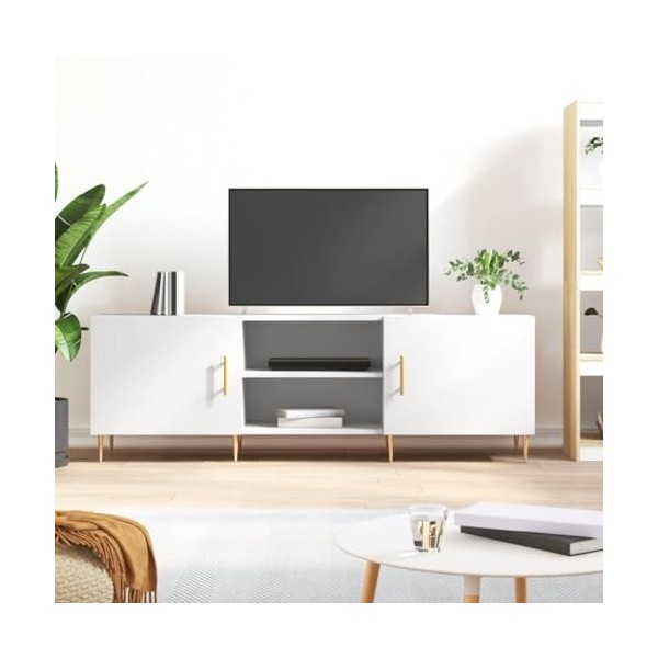 VEEKI Meuble TV, Meuble TV Suspendu, Meuble TV Industriel, Meuble TV Bois, Meuble Chambre, Convient pour Salon ou Chambre, Bl