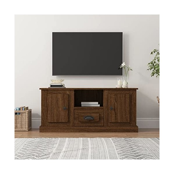 Hovothy Meuble TV Chêne Marron 100x35,5x45 cm Bois dingénierie Armoire Télévision Décoration Salon Intérieure Dessus Robuste