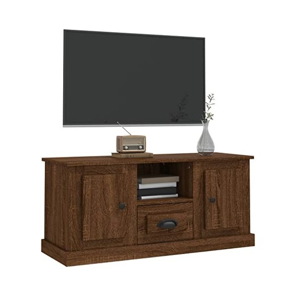 Hovothy Meuble TV Chêne Marron 100x35,5x45 cm Bois dingénierie Armoire Télévision Décoration Salon Intérieure Dessus Robuste