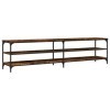 Hovothy Meuble TV Chêne Fumé 200x30x50 cm Bois dingénierie et Métal Vintage Meuble Multimédia Décoration Pièce Grand Espace