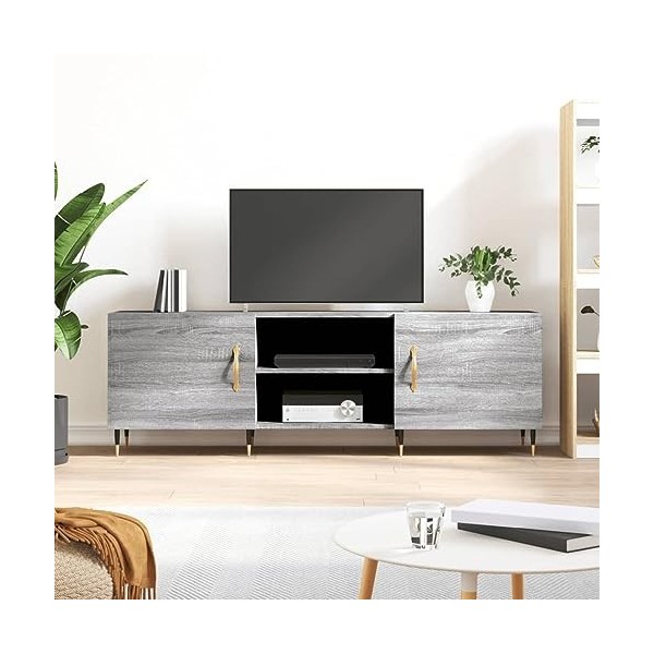 Hovothy Meuble TV Sonoma Gris 150x30x50 cm Bois dingénierie Buffet TV Espace de Vie Intérieur Style Calme Meuble de Salon Sa