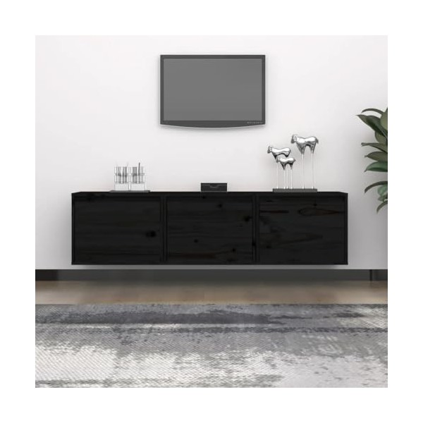 Générique Meubles TV 3 pcs Noir Bois Massif de pin,13.45 KG,3100128, Meubles, Meubles TV