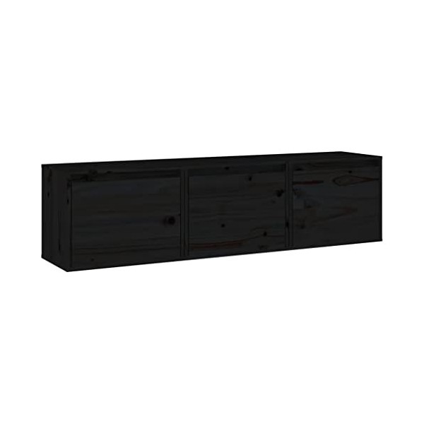 Générique Meubles TV 3 pcs Noir Bois Massif de pin,13.45 KG,3100128, Meubles, Meubles TV