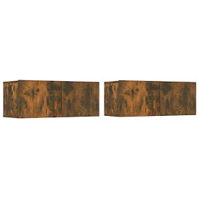 FAMIROSA Meubles TV 2 pcs Chêne fumé 80x30x30 cm Bois dingénierie 23.1KG 