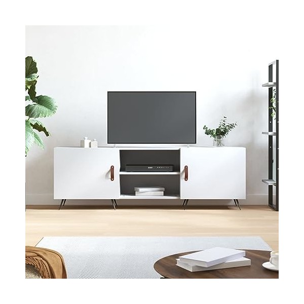Générique Meuble TV Blanc 150x30x50 cm Bois dingénierie,25 KG,829068, Meubles, Meubles TV