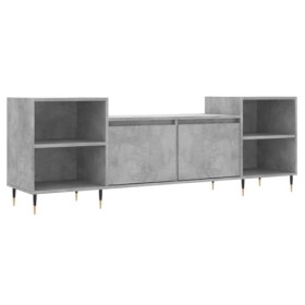 Meuble TV Gris béton 160x35x55 cm Bois dingénierie - Meuble TV de Salon Banc Télé Industriel, Support Rangement Console Jeux