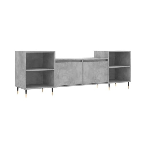 Meuble TV Gris béton 160x35x55 cm Bois dingénierie - Meuble TV de Salon Banc Télé Industriel, Support Rangement Console Jeux