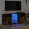 FAMIROSA Meuble TV avec lumières LED Chêne fumé 120x30x50 cm 22.6KG 