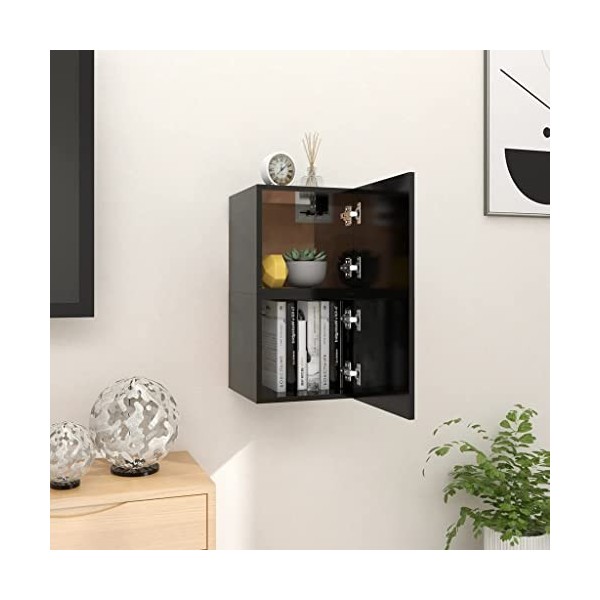 lvssiao Module TV pour salle à manger, meubles muraux pour TV 2 pièces Noir 30,5 x 30 x 30 cm Meuble Kit de montage facile