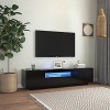 FAMIROSA Meuble TV LED, Meuble TV avec Lumières LED Noir 160x35x40 cm pour TV DVD et CD