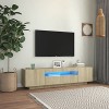 FAMIROSA Meuble TV LED, Meuble TV avec Lumières LED Noir 160x35x40 cm pour TV DVD et CD