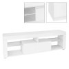 ML-Design Meuble Bas TV, Blanc, 140x51x35 cm, Panneau de Particules MDF Finition Mélaminée, Compartiments Fermés et Ouverts, 