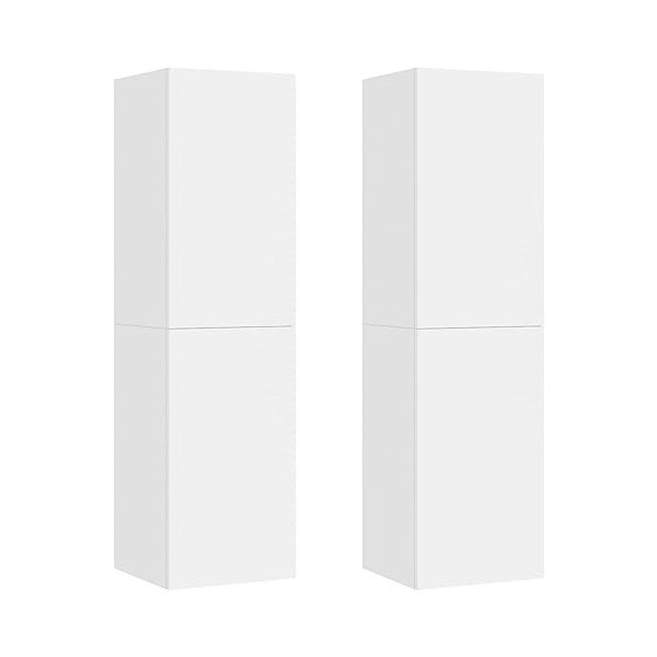 vidaXL 2X Meubles TV Armoires Basses Murales Suspendues Centre de Divertissement Salon Salle de Séjour Maison Blanc 30,5x30x1