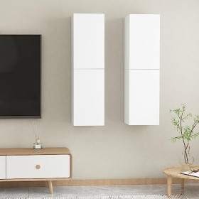 vidaXL 2X Meubles TV Armoires Basses Murales Suspendues Centre de Divertissement Salon Salle de Séjour Maison Blanc 30,5x30x1