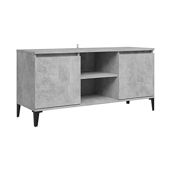 Meuble TV avec 2 Portes | Style Contemporain | Rangement matériel TV télé Audio Video Gaming | 103,5x35x50cm Gris béton