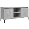 Meuble TV avec 2 Portes | Style Contemporain | Rangement matériel TV télé Audio Video Gaming | 103,5x35x50cm Gris béton