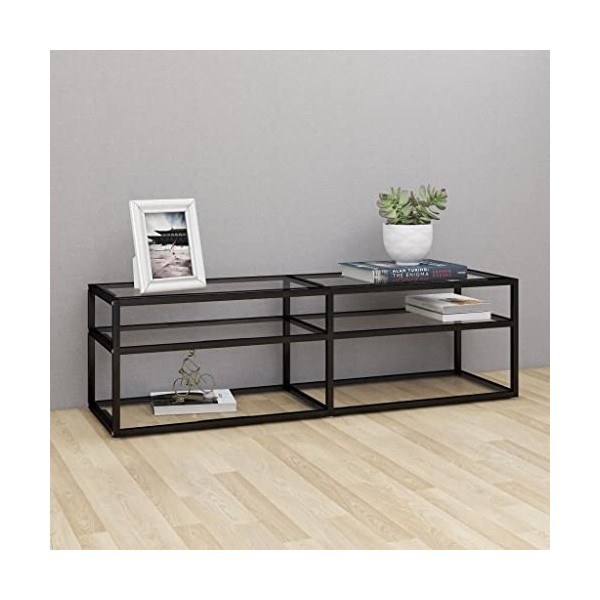 FAMIROSA Meuble TV Transparent 140x40x40,5 cm Verre trempé
