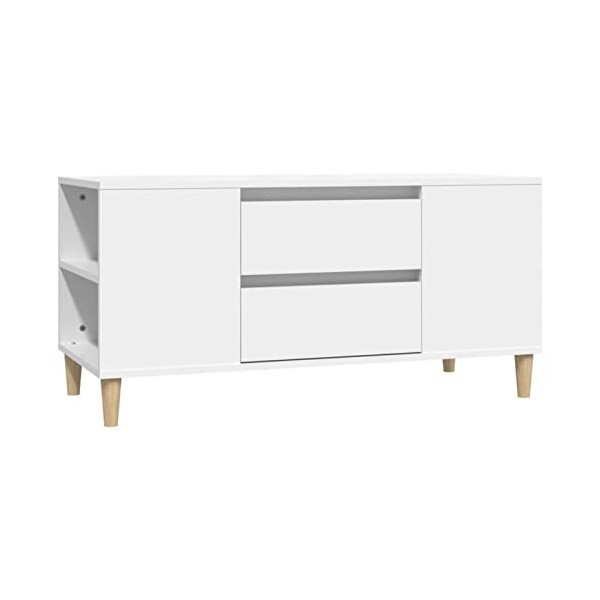 CIADAZ Meuble TV Blanc 102x44,5x50 cm Bois dingénierie,Meuble TV,Meuble TV Moderne,Meuble de Salon