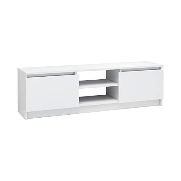 Meuble TV Blanc Brillant 120x30x35,5 cm Aggloméré - Meuble télé, Meuble TV Industriel, Meuble Chambre, Convient pour Salon ou