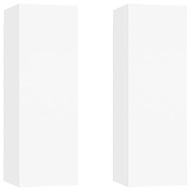 lvssiao Meuble de salon pour TV, Meubles pour TV 2 unités aggloméré Blanc 30,5x30x90 cm Module TV avec armoires