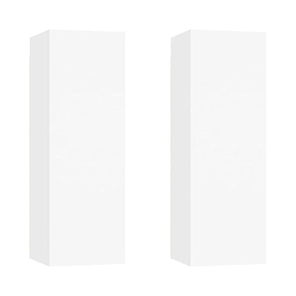 lvssiao Meuble de salon pour TV, Meubles pour TV 2 unités aggloméré Blanc 30,5x30x90 cm Module TV avec armoires