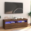 Meuble TV avec lumières LED chêne Marron 120x35x40 cm - Meuble TV, Armoire Basse Centre, Support Télé pour Salon Chambre,