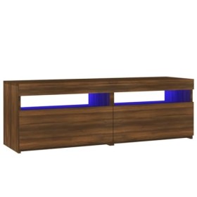 Meuble TV avec lumières LED chêne Marron 120x35x40 cm - Meuble TV, Armoire Basse Centre, Support Télé pour Salon Chambre,