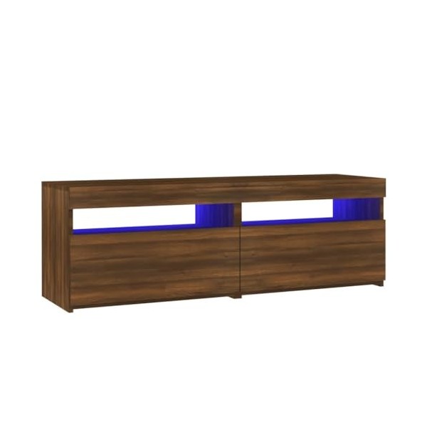 Meuble TV avec lumières LED chêne Marron 120x35x40 cm - Meuble TV, Armoire Basse Centre, Support Télé pour Salon Chambre,
