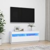 Camerina Meuble TV avec lumières LED Blanc 100x35x40 cm,Meuble TV,Meuble TV Moderne,Meuble de Salon