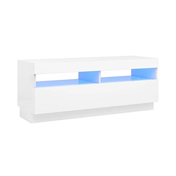 Camerina Meuble TV avec lumières LED Blanc 100x35x40 cm,Meuble TV,Meuble TV Moderne,Meuble de Salon