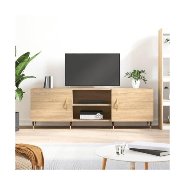 Metrile Meuble TV et meuble bas - Meuble TV pour salon - 104 x 35 x 50 cm - Marron - Aspect chêne