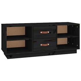 FAMIROSA Meuble TV Noir 100x34x40 cm Bois de pin Massif 9KG 