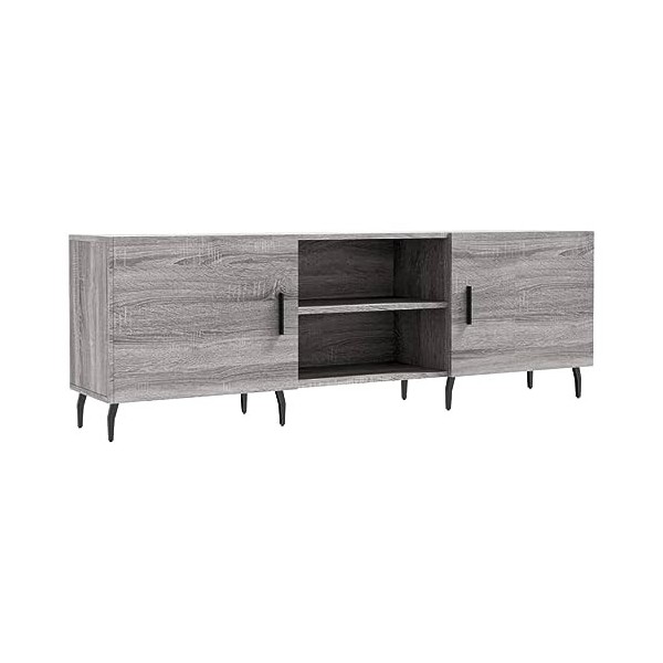 JUNZAI Meuble TV Sonoma Gris 150x30x50 cm Bois dingénierie,Table Basse Salon Meuble TV,Meuble TV,Table Basse LED Couleurs