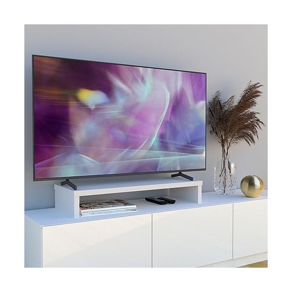 Henor Support élévateur TV en Bois FSC 90 x 35 x 15 cm Blanc Supporte 60 kg.