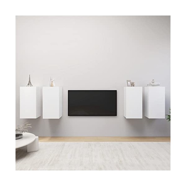 Générique Meubles TV 4 pcs Blanc 30,5x30x60 cm Aggloméré,37 KG,3078740, Meubles, Meubles TV