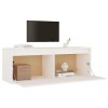 Metrile Armoire murale 100 x 30 x 35 cm avec 2 compartiments pour TV, buffet, meuble TV, meuble en bois de pin massif, blanc