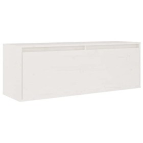 Metrile Armoire murale 100 x 30 x 35 cm avec 2 compartiments pour TV, buffet, meuble TV, meuble en bois de pin massif, blanc