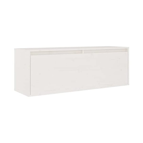 Metrile Armoire murale 100 x 30 x 35 cm avec 2 compartiments pour TV, buffet, meuble TV, meuble en bois de pin massif, blanc