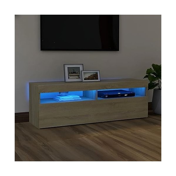 Camerina Meuble TV avec lumières LED Chêne Sonoma 120x35x40 cm,Meuble TV,Meuble TV Moderne,Meuble de Salon