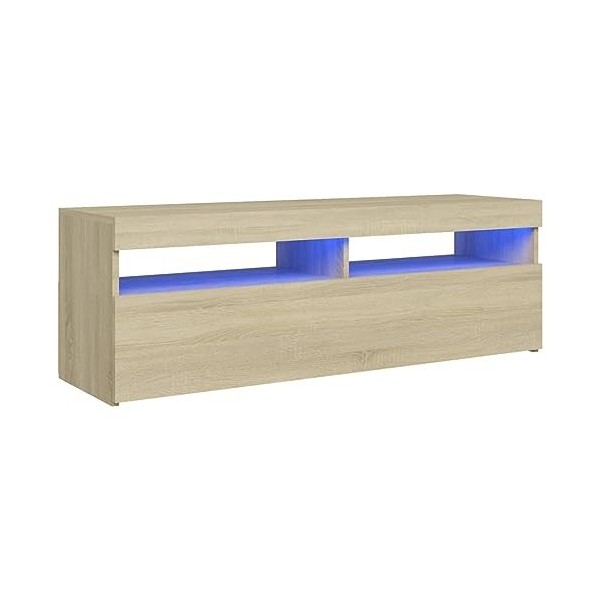 Camerina Meuble TV avec lumières LED Chêne Sonoma 120x35x40 cm,Meuble TV,Meuble TV Moderne,Meuble de Salon