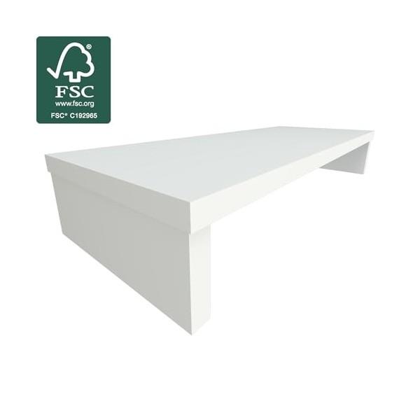 Henor Support élévateur TV en Bois FSC 90 x 35 x 15 cm Blanc Supporte 60 kg.