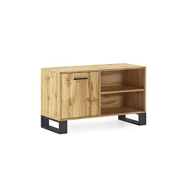 Skraut Home | Meuble TV De Salon | 57 x 95 x 40 cm | Convient pour TV 32/40/42" | Modèle Loft | Structure Couleur Chêne Rusti