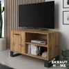 Skraut Home | Meuble TV De Salon | 57 x 95 x 40 cm | Convient pour TV 32/40/42" | Modèle Loft | Structure Couleur Chêne Rusti