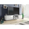 meble masztalerz Meuble TV Blanc Haute Brillanceavec 2 Étagères et 2 Portes, 120 cm, Meuble Tele, Meuble TV Suspendu, Meubles