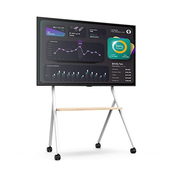FITUEYES Design Support TV roulettes pour TV de 55 60 65 75 78 Pouces avec Etagères de Rangement en Bois Hauteur Réglable 110