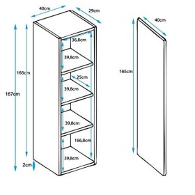 MB Muebles Bonitos | Armoire Vitrine Meuble de Rangement Luke V4 | Largeur 40 x Hauteur 167 x Profundeur 29 cm | Meuble en Mé