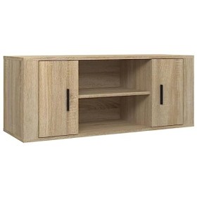 Higsose Meuble TV Chêne Sonoma 100x35x40 cm Bois dingénierie Tendance Unité TV Dessus Robuste Unité Multimédia Placer Objets